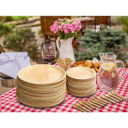 Round Disposable Palm Leaf Dinnerware Set