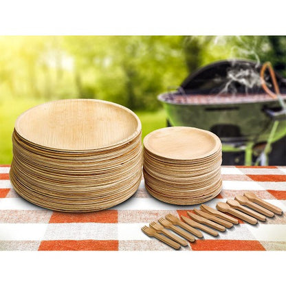 Round Disposable Palm Leaf Dinnerware Set