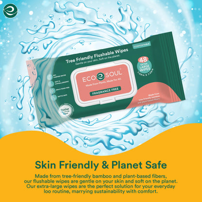 Pack of 2, 48 Count - Flushable Extra-Large Adult Wipes-Unscented