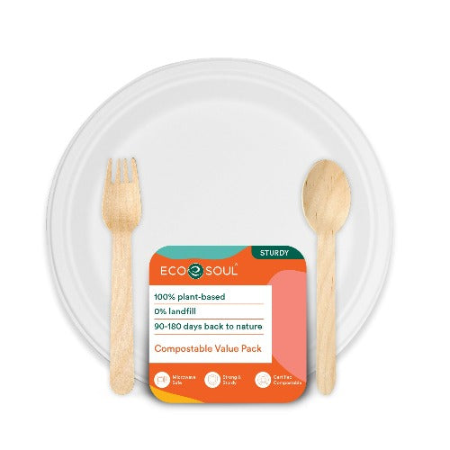Bagasse Disposable Party Plates- Set of 75