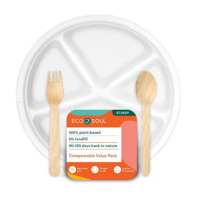 Bagasse Disposable Party Plates- Set of 75