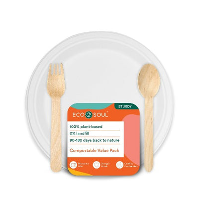 Bagasse Disposable Party Plates- Set of 75